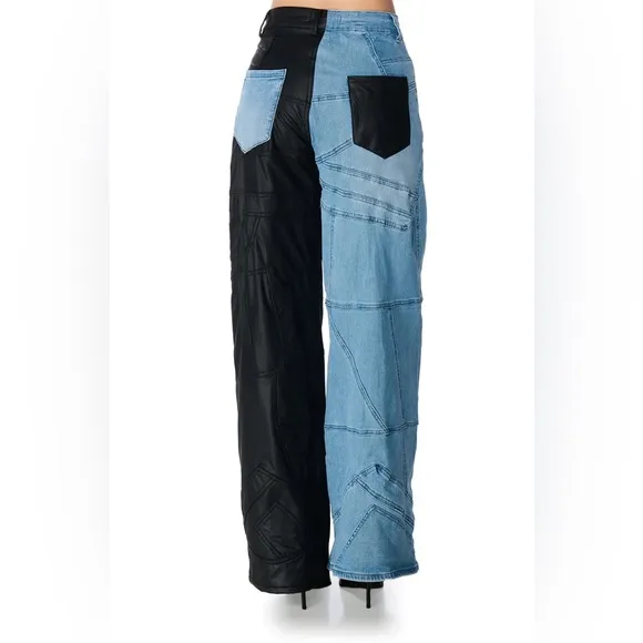 Callie Lives Wide &amp; Tight AKIRA Extreme Stretch Patchwork WideLeg Jean 1(Fits 7)