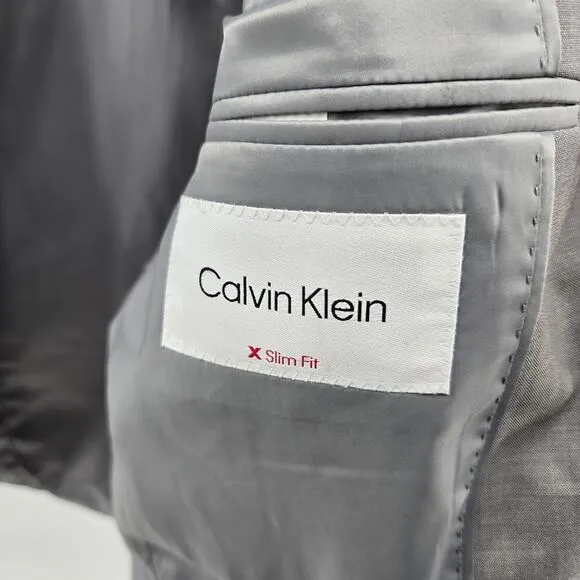 Calvin Klein Mens Suit Coat Blazer Jacket Grey Size 38 R slim fit