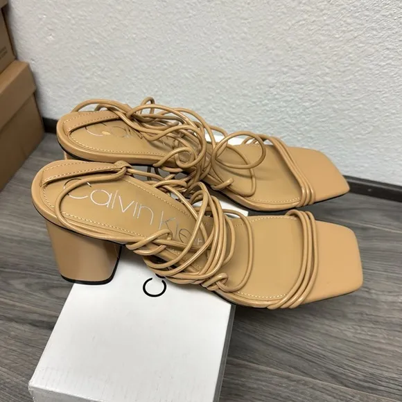 Calvin Klein Womens Calista Lace-Up Strappy Heels