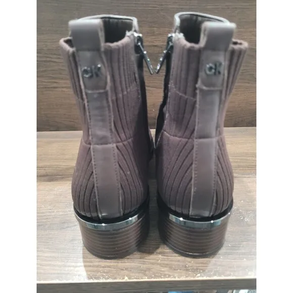 Calvin Klein Women's Deandre Slip-On Casual Booties Dark Brown 9M New