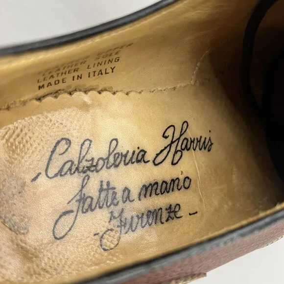 Calzoleria Harris Calzolaio Firenze Men Size 11 Shoes Brown Wingtip Oxfords