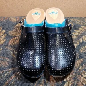 Calzuro Men's Black Wood Clogs- Size 46