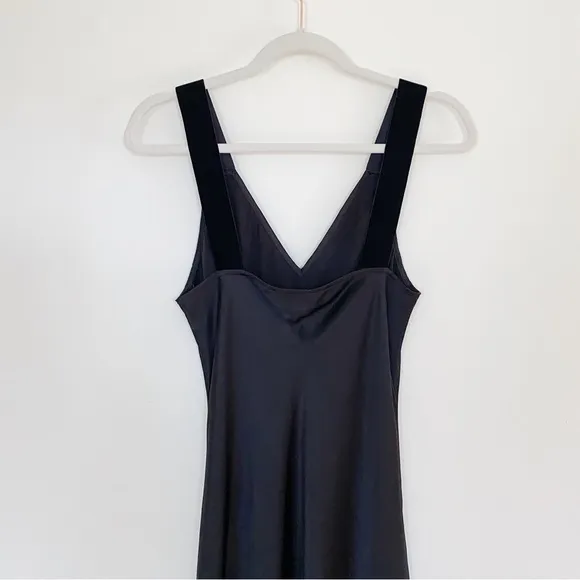Cami NYC Miki Velvet-Trimmed Silk Charmeuse Midi Slip Dress