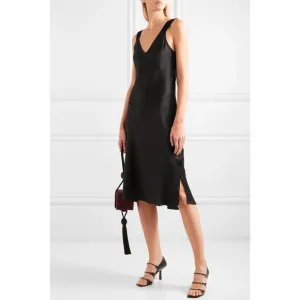 Cami NYC Miki Velvet-Trimmed Silk Charmeuse Midi Slip Dress
