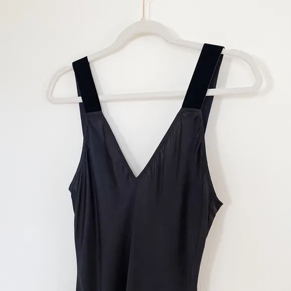 Cami NYC Miki Velvet-Trimmed Silk Charmeuse Midi Slip Dress