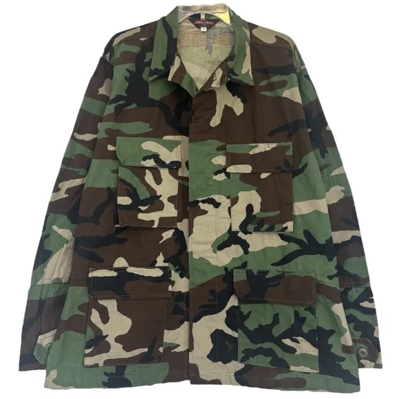 Camo Shacket Shirt Jacket Thick Medium Weight Camouflage Green Brown Size Large