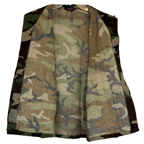 Camo Shacket Shirt Jacket Thick Medium Weight Camouflage Green Brown Size Large