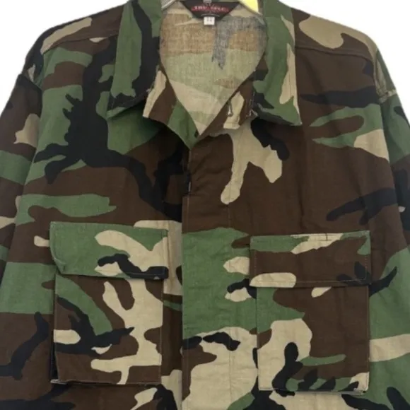 Camo Shacket Shirt Jacket Thick Medium Weight Camouflage Green Brown Size Large