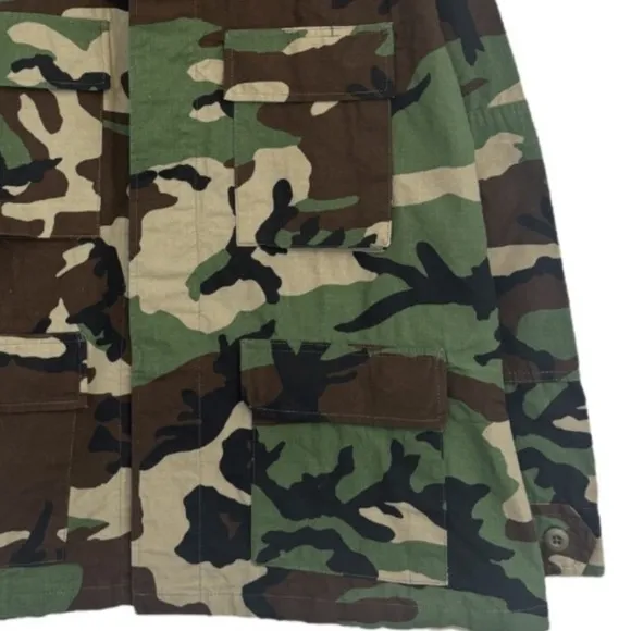 Camo Shacket Shirt Jacket Thick Medium Weight Camouflage Green Brown Size Large