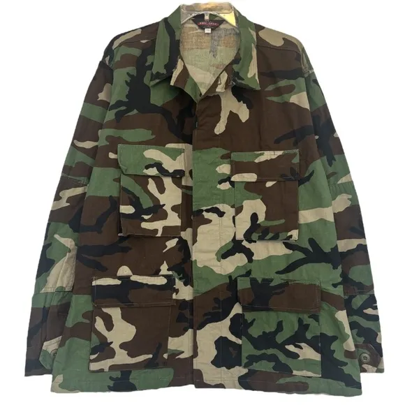 Camo Shacket Shirt Jacket Thick Medium Weight Camouflage Green Brown Size Large
