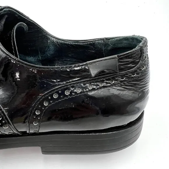 Camper 1910 Patent Leather Oxfords Wingtip 23242 Black Dark Academia