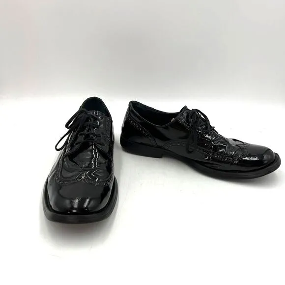 Camper 1910 Patent Leather Oxfords Wingtip 23242 Black Dark Academia