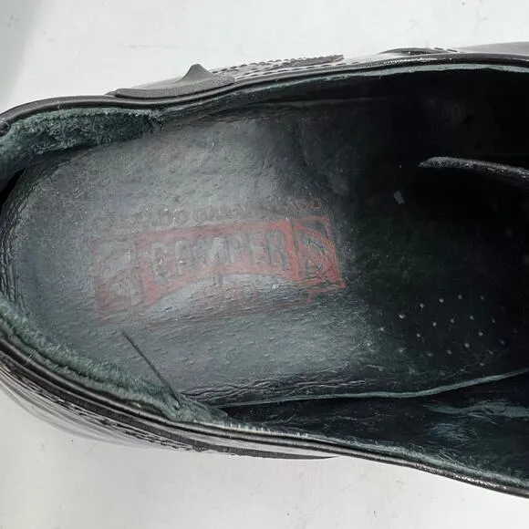 Camper 1910 Patent Leather Oxfords Wingtip 23242 Black Dark Academia