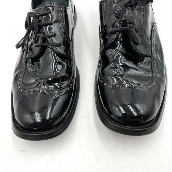Camper 1910 Patent Leather Oxfords Wingtip 23242 Black Dark Academia