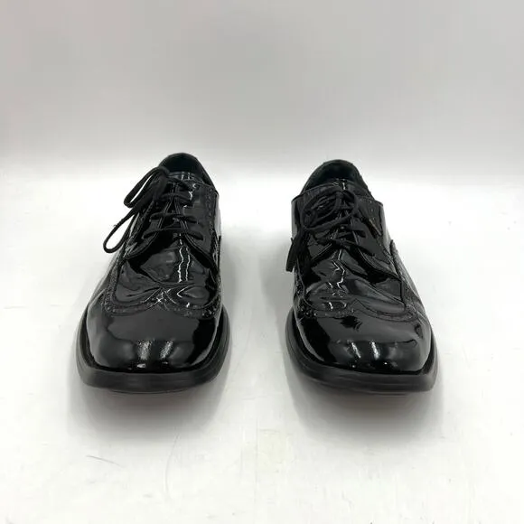 Camper 1910 Patent Leather Oxfords Wingtip 23242 Black Dark Academia
