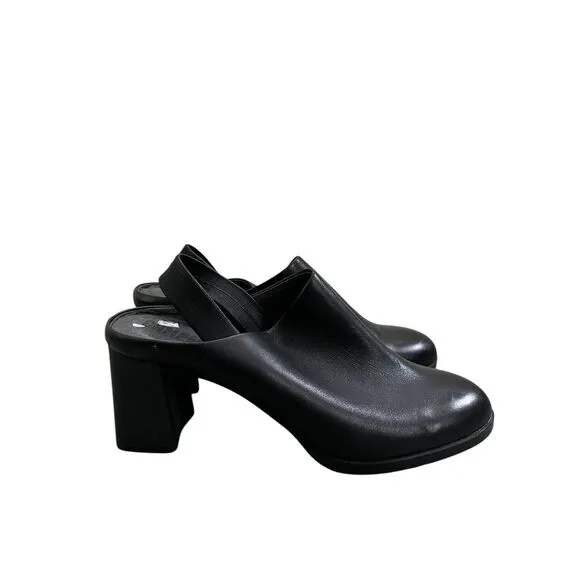 Camper‎ Karolina Black Leather Block Heel Mules Size 8.5US/ 39 EU