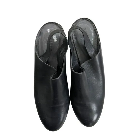 Camper‎ Karolina Black Leather Block Heel Mules Size 8.5US/ 39 EU