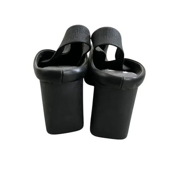 Camper‎ Karolina Black Leather Block Heel Mules Size 8.5US/ 39 EU