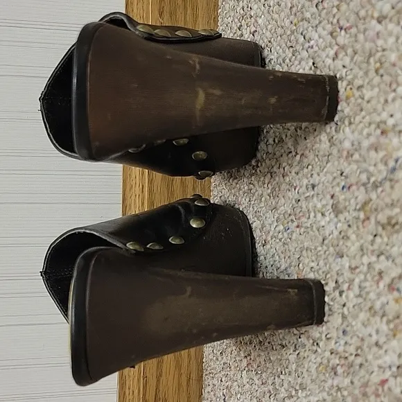 Candie's Vintage 90s Platform Black Mule With Plastic Heels Sz 7