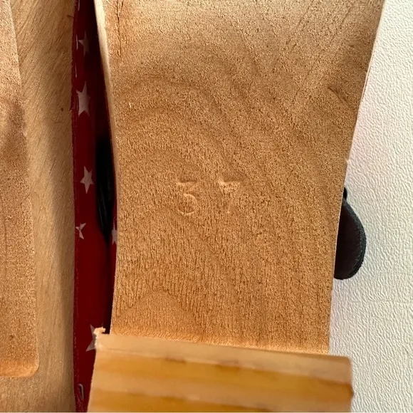 Cape Clogs Swedish Wooden Suede Americana 4th of July Stars Red White Blue Sz 37