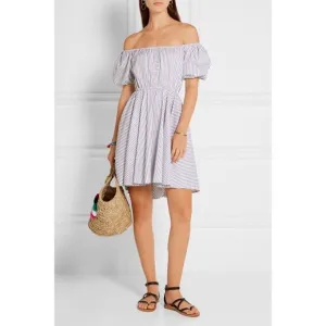 Caroline Constas Bardot Stripe Dress