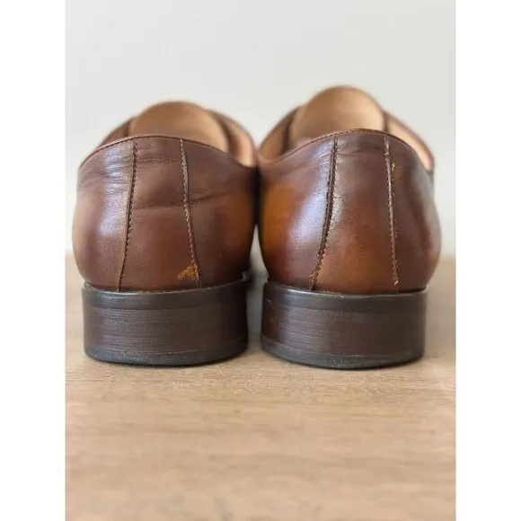 Carrucci Roma Men’s 11 Dress Shoe Leather Wingtip Oxfords Cognac Brown Lace Up