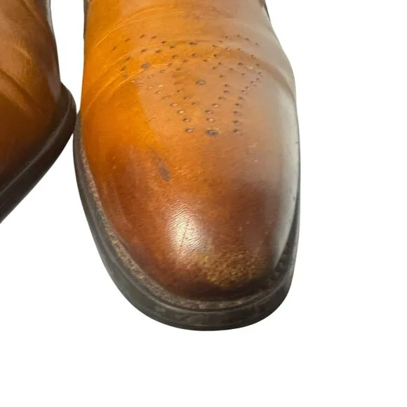 CARRUCCI ROMA MENS 13 LEATHER WHOLE CUT WINGTIP OXFORDS COGNAC BROWN LACE UP