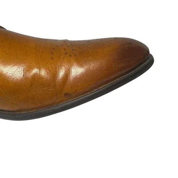 CARRUCCI ROMA MENS 13 LEATHER WHOLE CUT WINGTIP OXFORDS COGNAC BROWN LACE UP