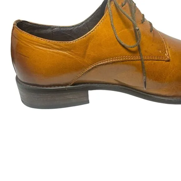 CARRUCCI ROMA MENS 13 LEATHER WHOLE CUT WINGTIP OXFORDS COGNAC BROWN LACE UP