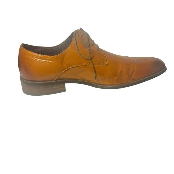 CARRUCCI ROMA MENS 13 LEATHER WHOLE CUT WINGTIP OXFORDS COGNAC BROWN LACE UP