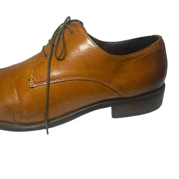 CARRUCCI ROMA MENS 13 LEATHER WHOLE CUT WINGTIP OXFORDS COGNAC BROWN LACE UP