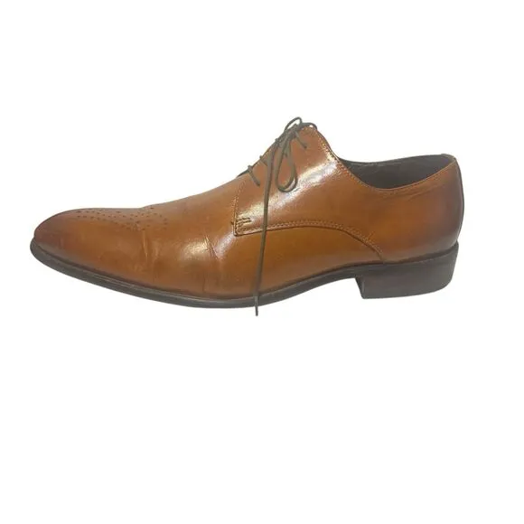 CARRUCCI ROMA MENS 13 LEATHER WHOLE CUT WINGTIP OXFORDS COGNAC BROWN LACE UP