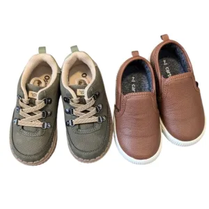 Carter's Bundle of Two Casual Toddler Sneakers Slip On Brown and Olive Size 7