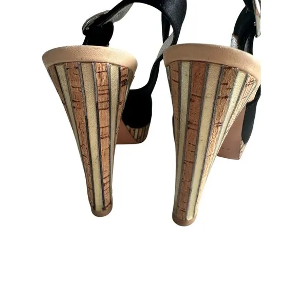 CASADEI Black Slingback Peeptoe Heels Size 5.5