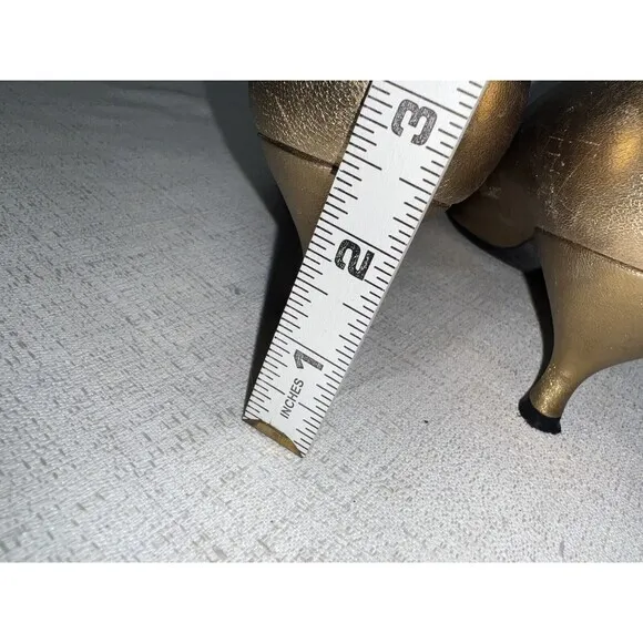 Casadei Italy Gold Metallic Brown Leather Elongated Toe Kitten Heels 8.5