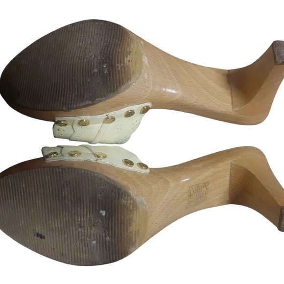Celine Cream Mules with Bow Detail