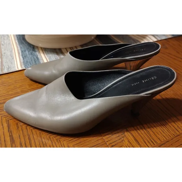 CELINE leather mules with cone heels SIZE 38 US 8