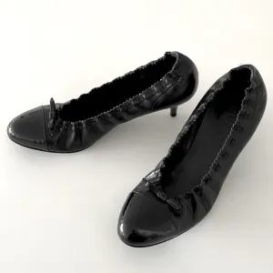 Chanel Black Matte &amp; Patent Leather Kitten Heels