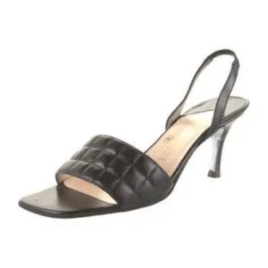 CHANEL Black Slingback Heels with Kitten Heel