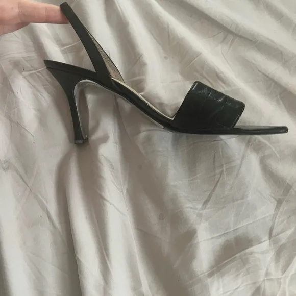 CHANEL Black Slingback Heels with Kitten Heel