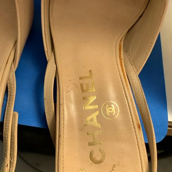 Chanel Leather mules red patent leather tip sling back
