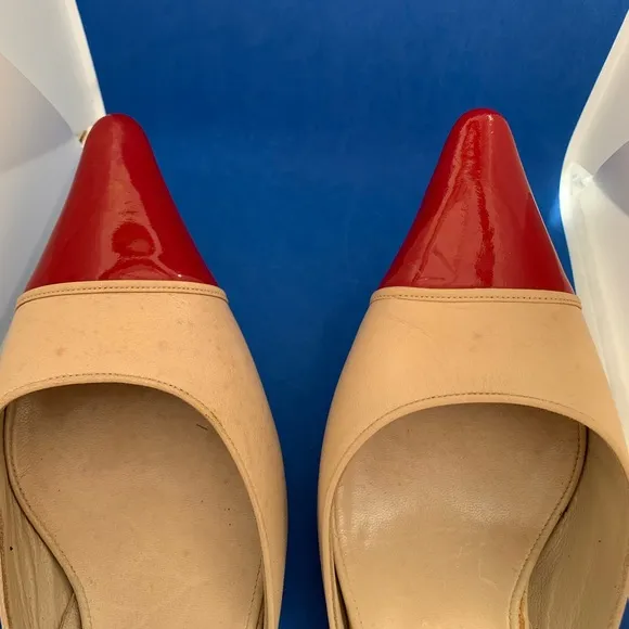 Chanel Leather mules red patent leather tip sling back