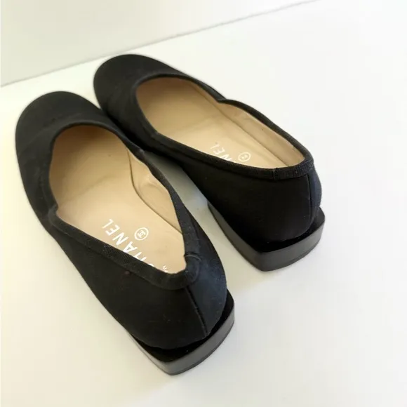 Chanel Vintage Satin CC Ballet Flats Kitten Block Heels