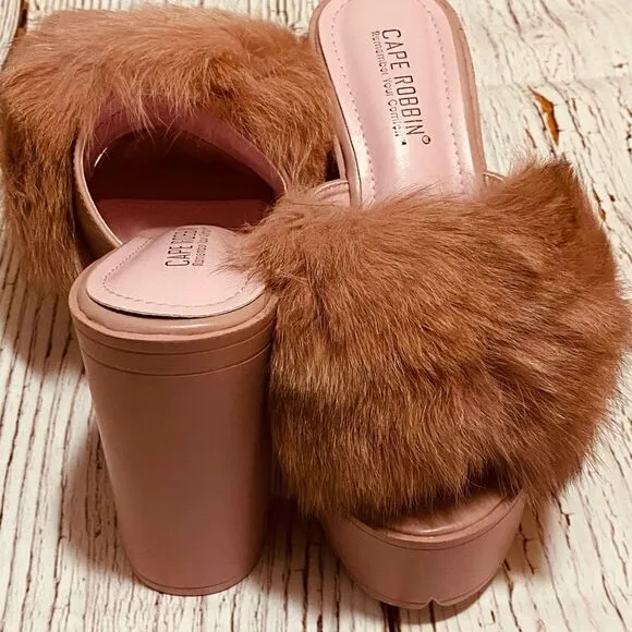 Chardonnay - Blush Fur Mule Size 7