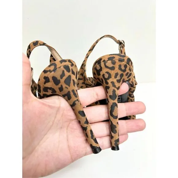 Charles David Sandals Womens Size 7.5 Animal Print Brown Bow Luxe Slide Heels