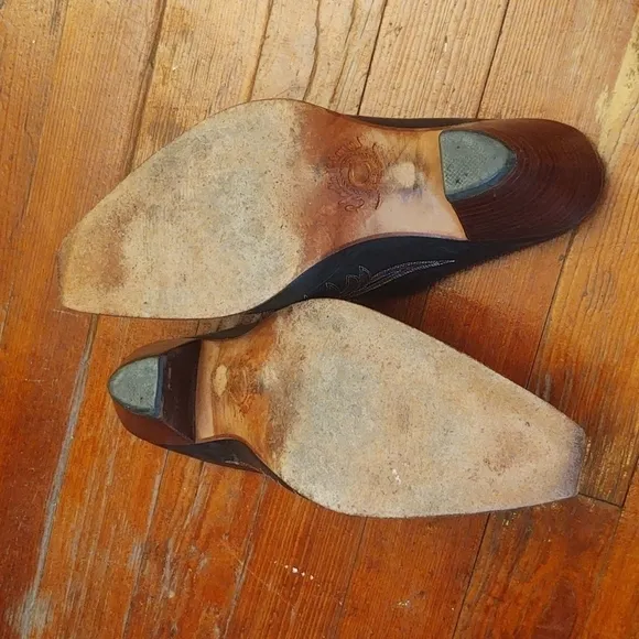 Charlie 1 Horse Black Western Leather Mules Sz 7 1/2B