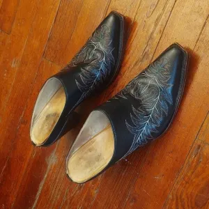 Charlie 1 Horse Black Western Leather Mules Sz 7 1/2B