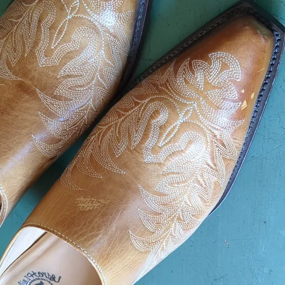 Charlie 1 Horse Leather Mules Western Boots Booties Tan 10