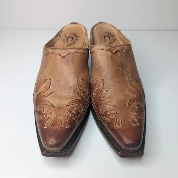 Charlie 1 Horse Lucchese tan brown leather western mules size 6.5