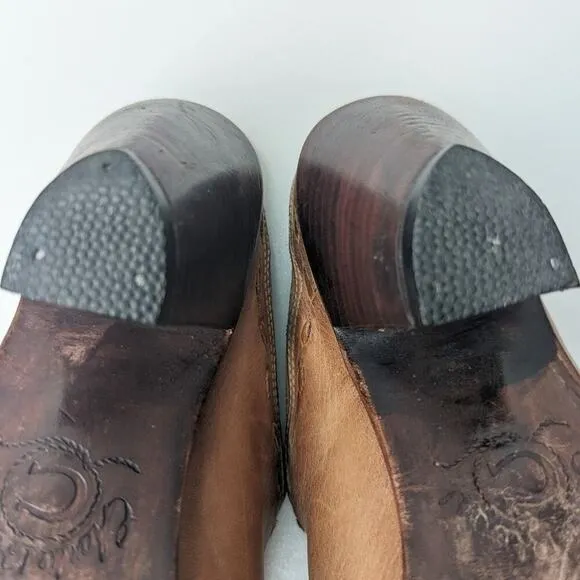 Charlie 1 Horse Lucchese tan brown leather western mules size 6.5
